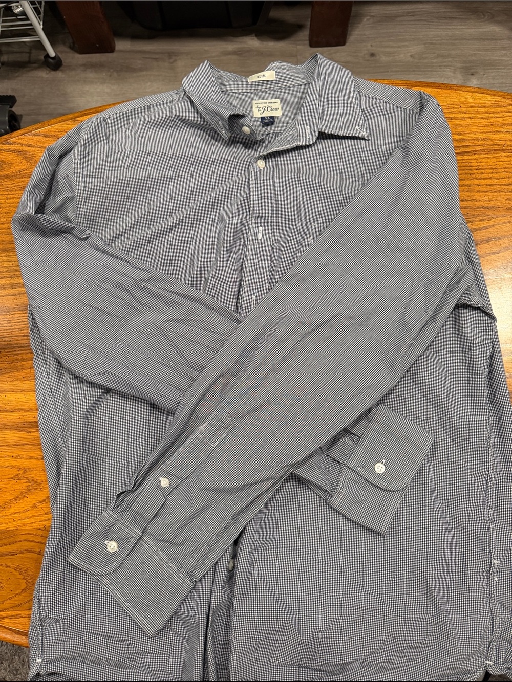 J. Crew Men's Blue Micro-Check Dress Shirt